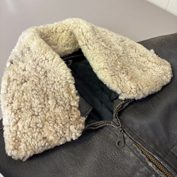 Vintage Echtes Leder Leather Aviator Bomber Jacket Size Small 80’s B-15 Brown - Picture 6 of 12